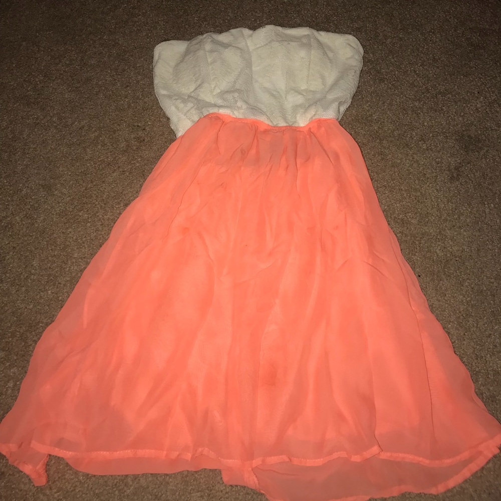 Pink and White Strapless Dress